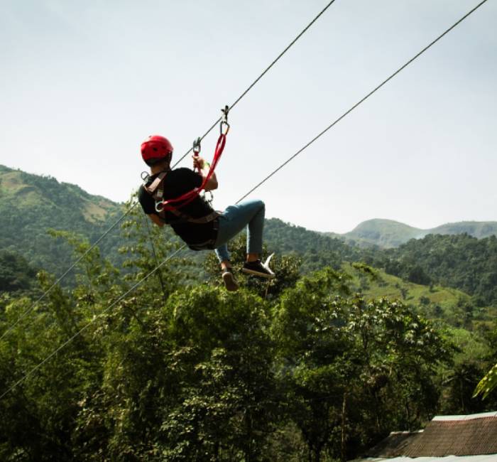 Zip line set up